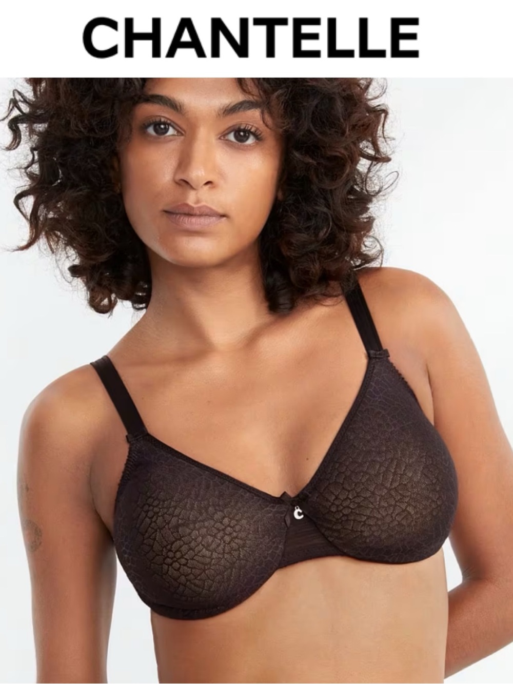 NWT CHANTELLE C MAGNIFIQUE SEAMLESS LINED MINIMIZER BLACK BRA SIZE 38 DDD